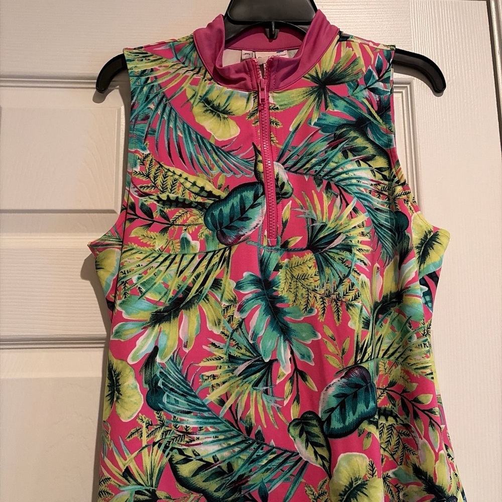 Tommy Bahama Pink Tropical Print Golf Dress